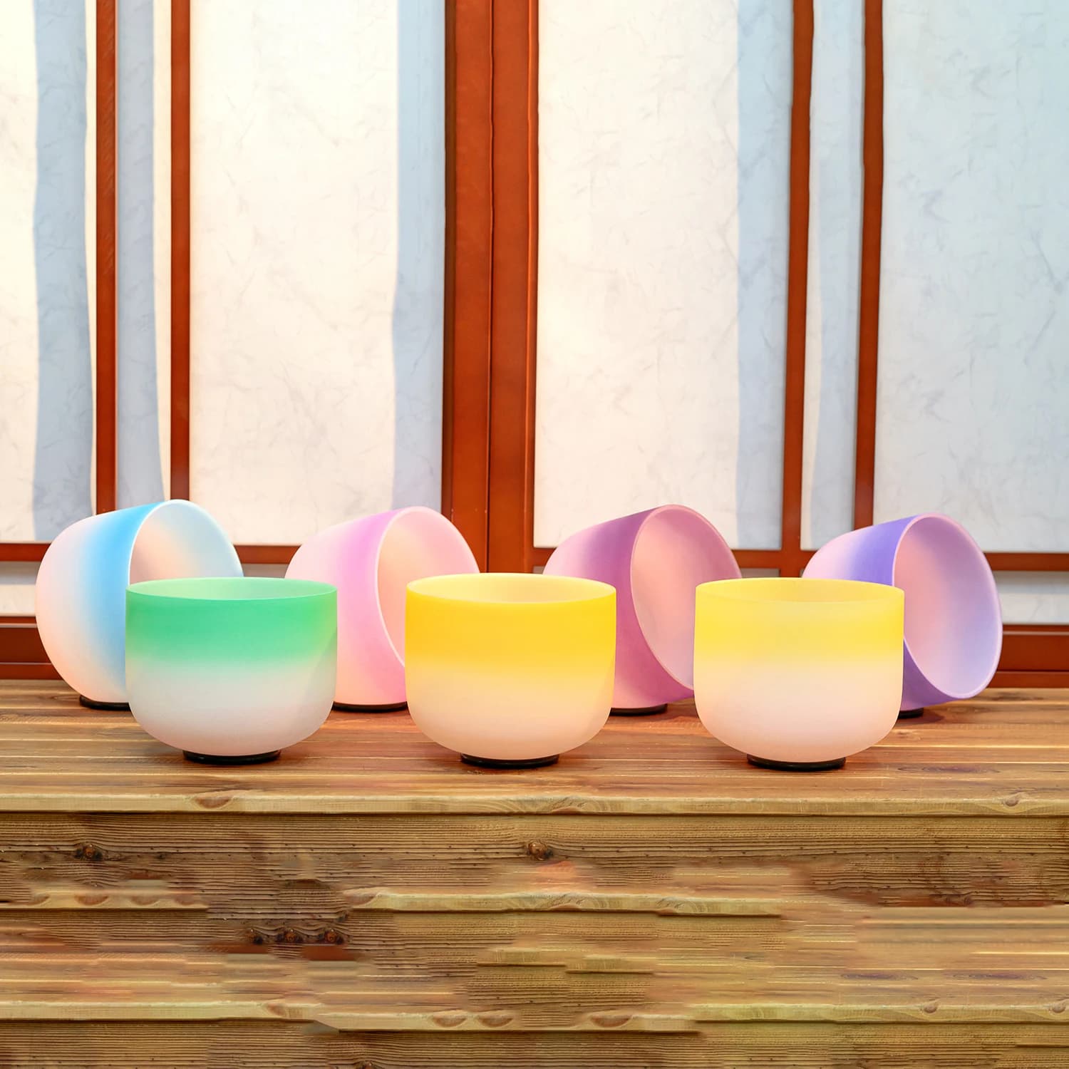 Hye-eun 8inch Candy Color Frosted Quartz Crystal Singing Bowl 432hz/440hz CDEFGAB for Yoga Meditation Sound Healing Bath Bowl