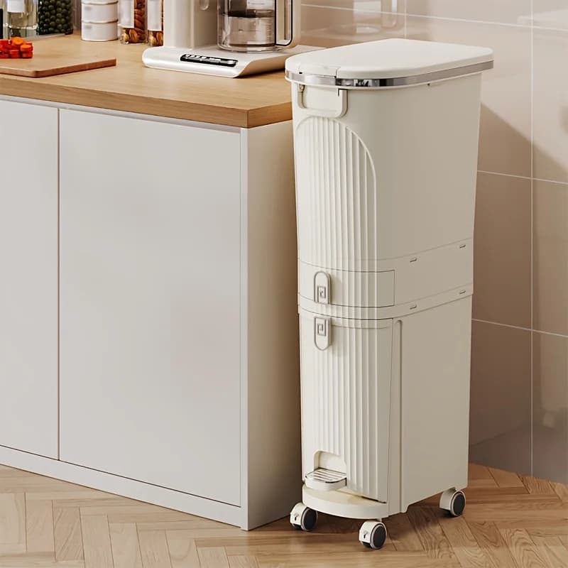 29L/32L Large Trash Can with Lid Wastebasket Recycle Bin Bathroom Kitchen Plastic Garbage Cube Food Waste Bin Home Accessories