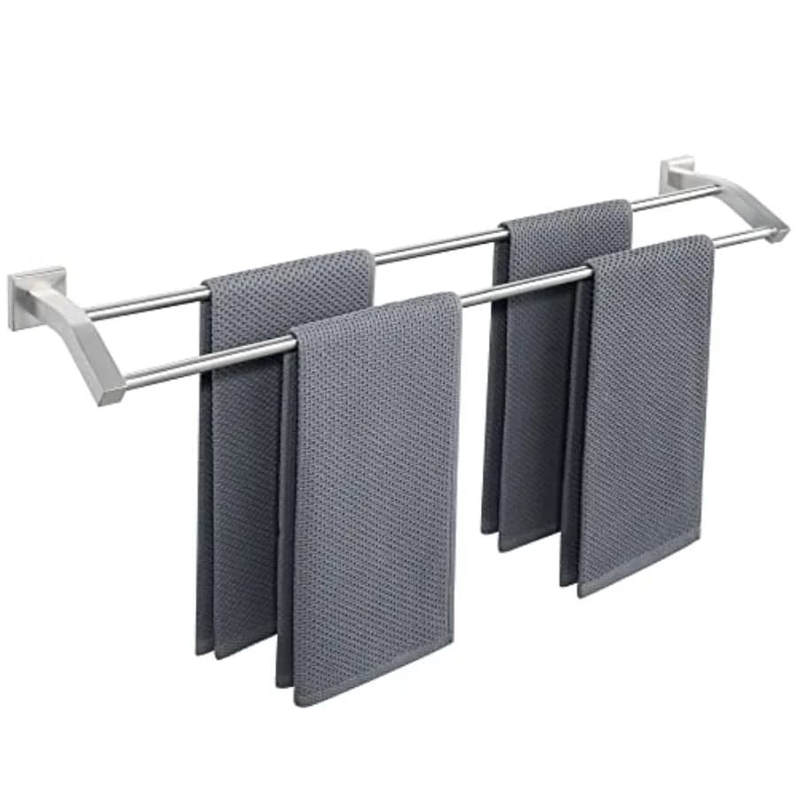 Portasciugamani Doppio da Parete per Bagno, Porta Asciugamani Resistente in Acciaio Inox SUS304, Appendi Asciugamani