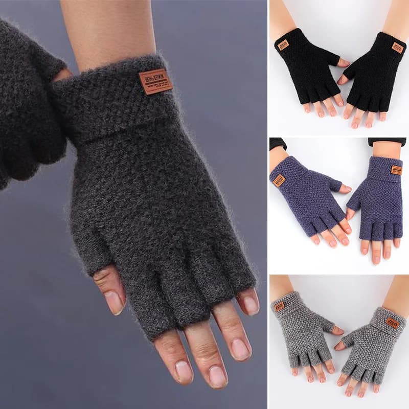 Guanti invernali caldi senza dita Guida all'aperto Sci Ciclismo Moto Guanti spessi resistenti al freddo Guanti mezze dita touch screen