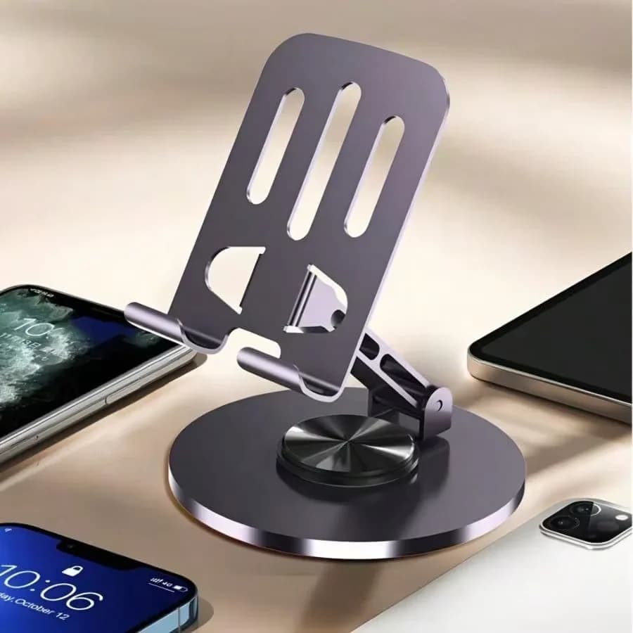 1Pc Purple 360 Degree Aluminum Alloy Mobile Phone Holder Rotating Adjustable, Lazy Tablet Desktop Phone Holder Fully Adjustable