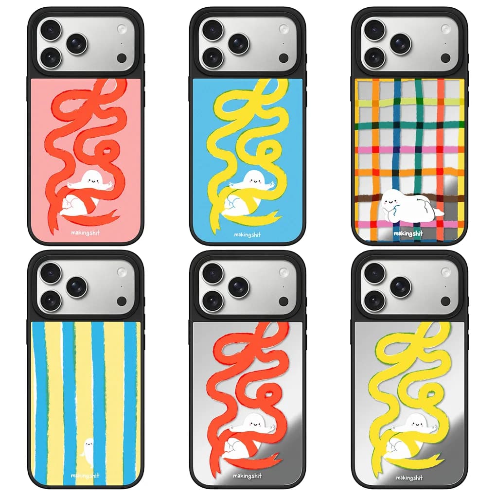 Custodia magnetica per telefono con superficie a specchio bianca a forma di cartone animato per iPhone 12 13 14 15 16 17 Pro Max Custodia per iPhone 17 Air