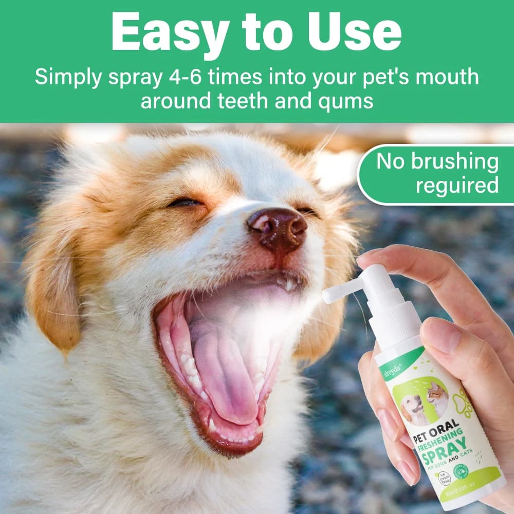 Spray Rinfrescante Orale per Animali Domestici Ulroyda al Gusto di Gelato, Pulisce i Denti, Rinfresca l'Alito, Controllo del Tartaro per Gatti e Cani