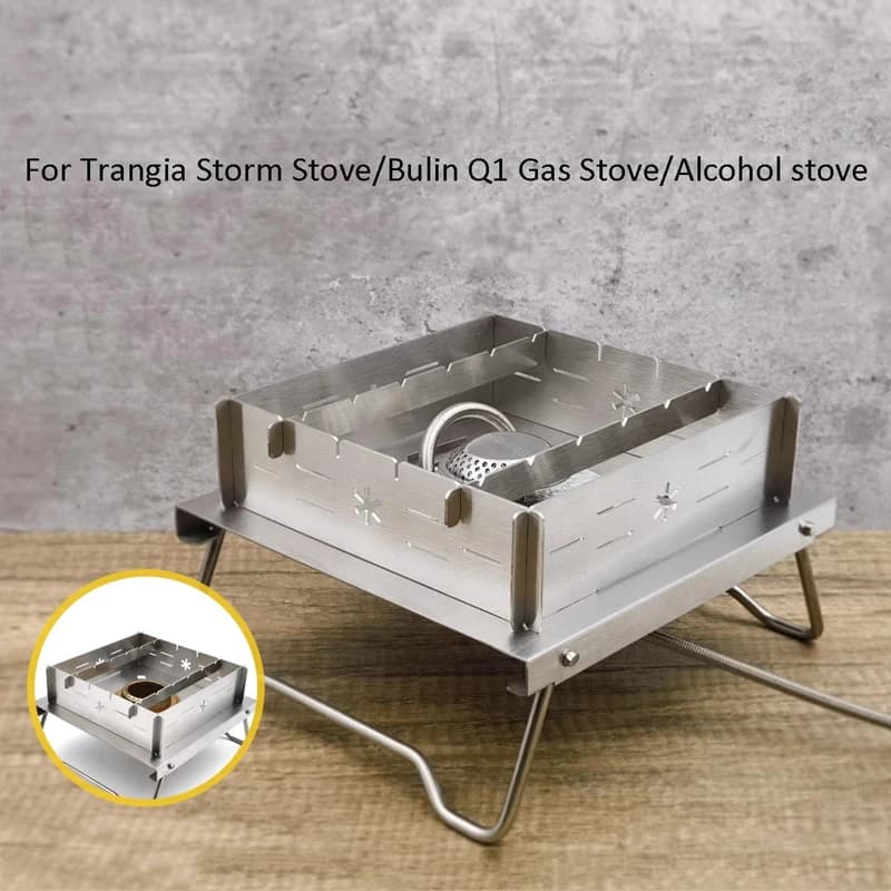 Accessori per fornelli da campeggio parabrezza per Trangia adatto EVERNEW staffa per stufa ad alcool da tavolo pieghevole antivento in acciaio inossidabile