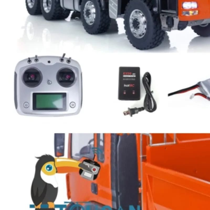 TOUCAN Camion Ribaltabile RC 1/14 8x8 LESU con Sistema Idraulico, Luci e Suoni, Modello di Veicolo THZH1889