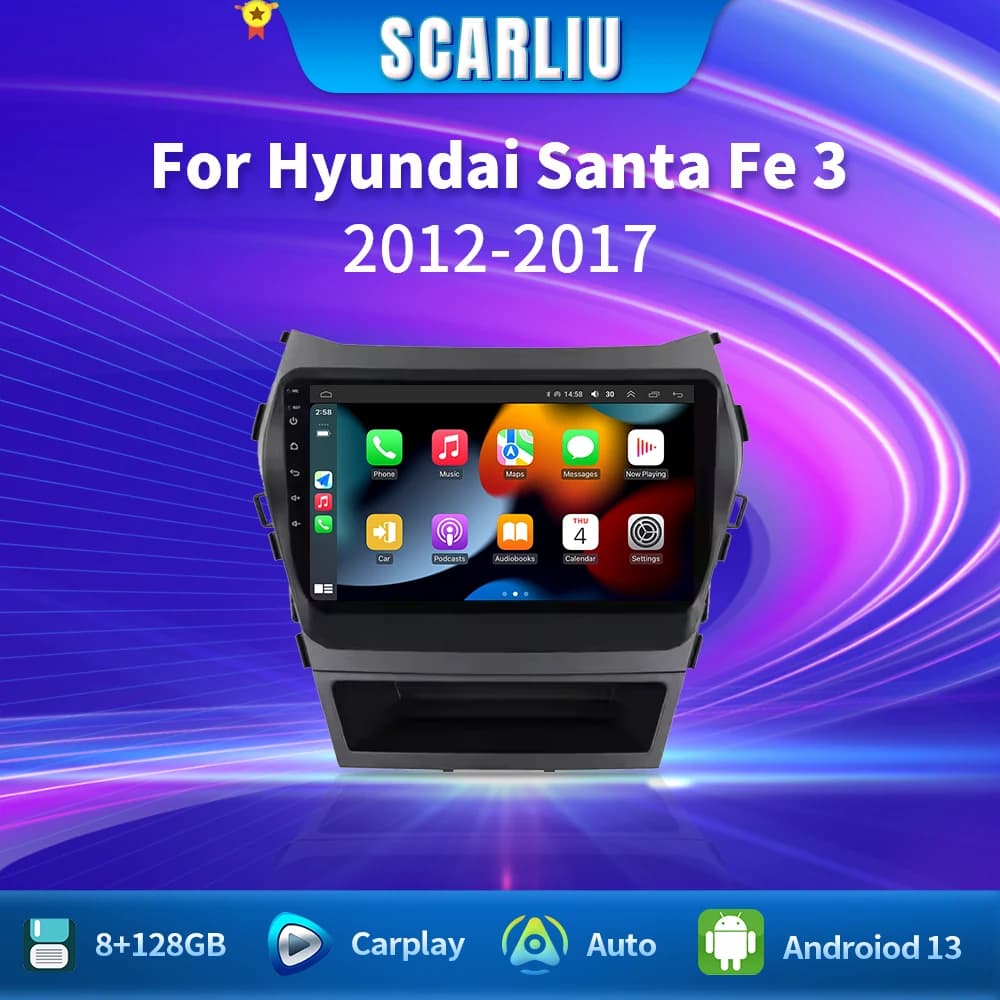 2 Din Android 16 Auto Stereo Radio Lettore Video Multimediale Per Hyundai Santa Fe 3 Grand IX45 2012-2017 di Navigazione GPS 4G Carplay