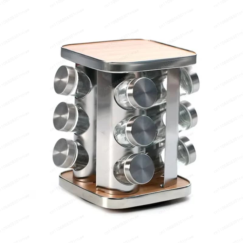 Multifunctional Rotating Spice Storage Rack, Transparent Condiment Bottle Jar Set, Kitchen Countertop Organizer for Seasoning