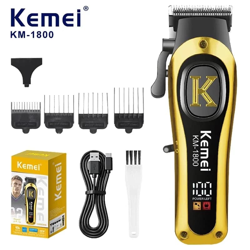 Kemei 1800 Wireless Professional Haircuts, Electric Trimmer with LCD Display, Rechargeable Men's Hair Cutting Kit