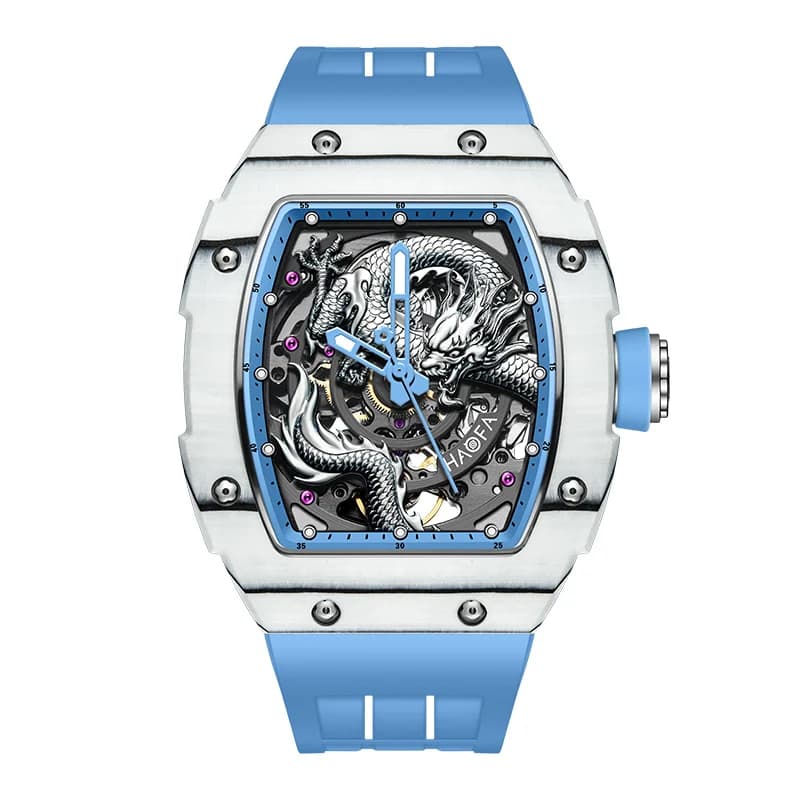 Haofa 3D Dragon Automatic Watch Men's Sapphire NTPT Mechanical Luminous Watch for Men Luxury Carbon Fiber Mechanical Watch 1968N
