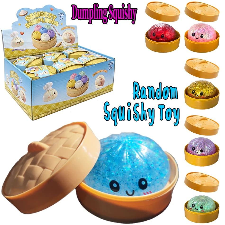Squishies a Forma di Raviolo Glitterati, Palline Antistress Morbide e Spremibili, Giocattoli da Scrivania per Alleviare lo Stress