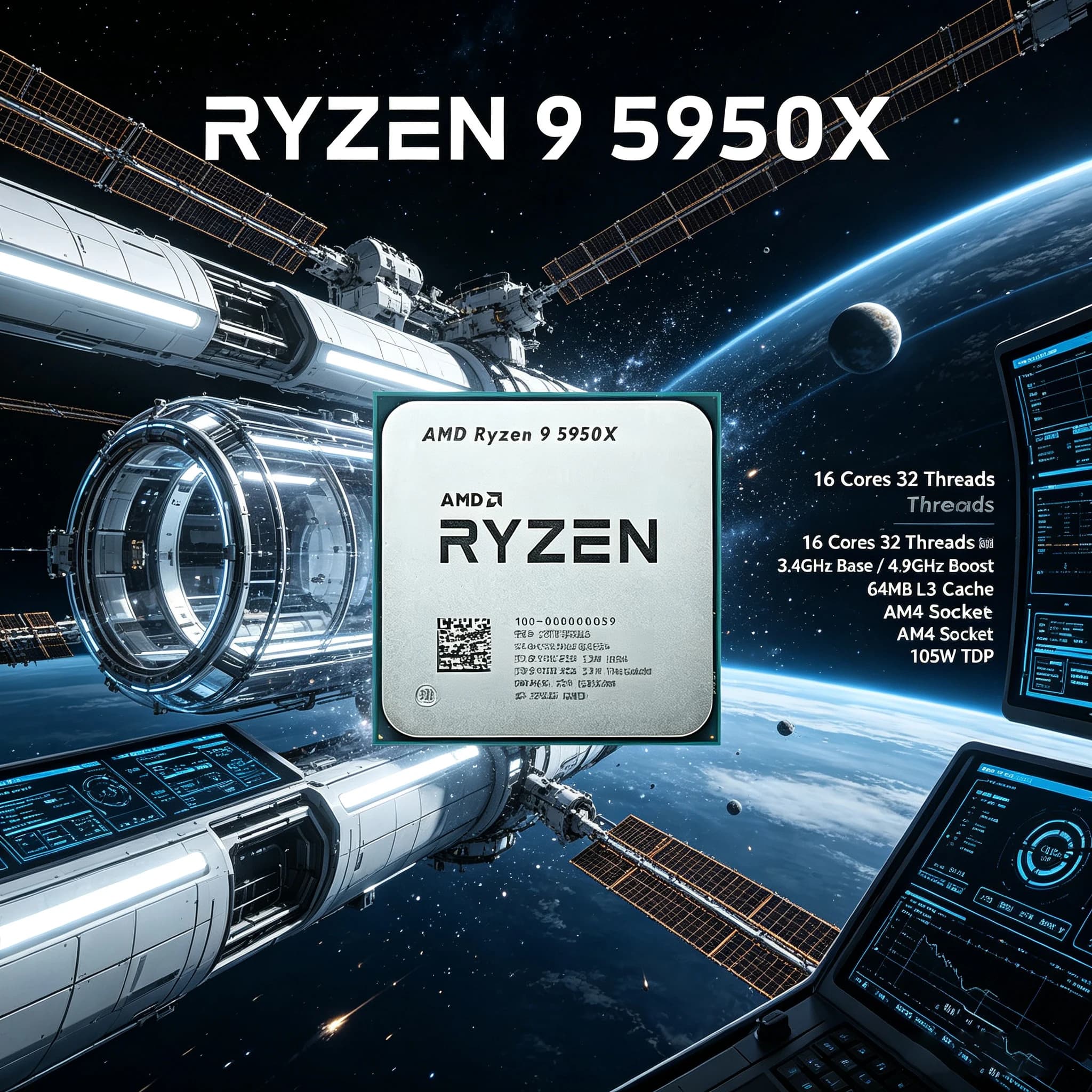 AMD Ryzen 9 5950X 16-Core New Ryzen 9 5000 Series Vermeer (Zen 3) 3.4 GHz Socket AM4 105W Socket AM4 but without cooler