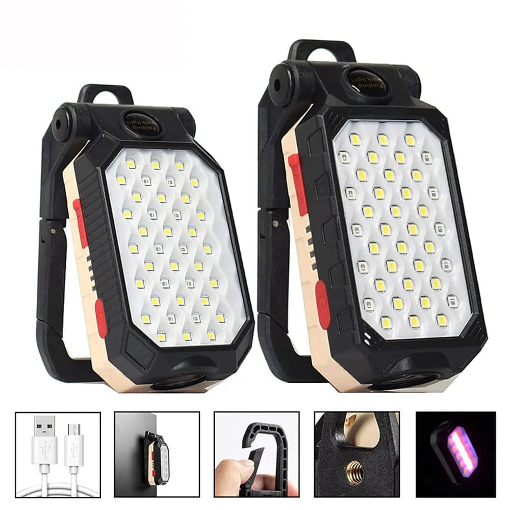 Torcia a LED ad alta potenza ricaricabile COB Work Light magnete a lanterna da campeggio impermeabile regolabile con Display di alimentazione