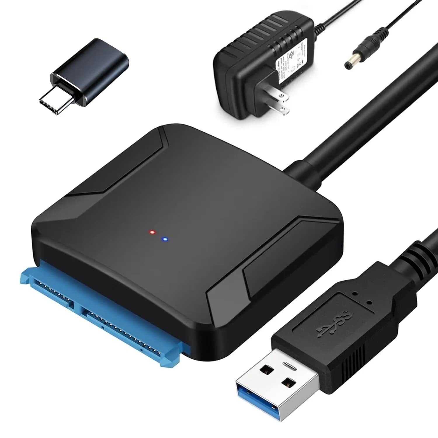 Adattatore SATA 3 a USB 3.0 Adattatore cavo SATA III Cavo convertitore disco rigido esterno per HDD SSD da 2,5/3,5 pollici con alimentatore