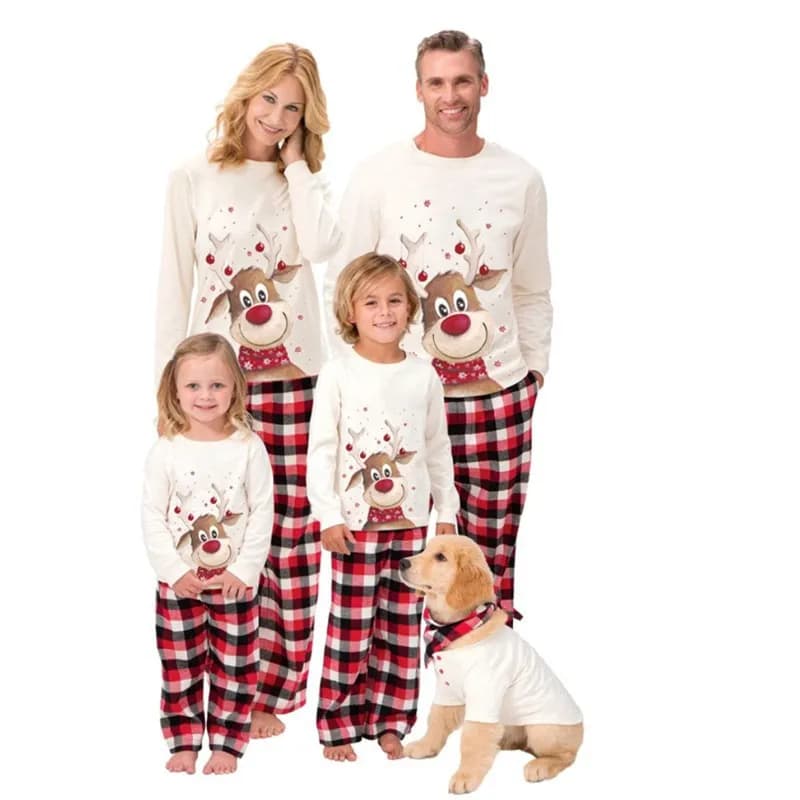 Set pigiama natalizio, pigiama coordinato per coppie/bambini/neonati, pigiami natalizi, tute per neonati, vestiti per cani da compagnia