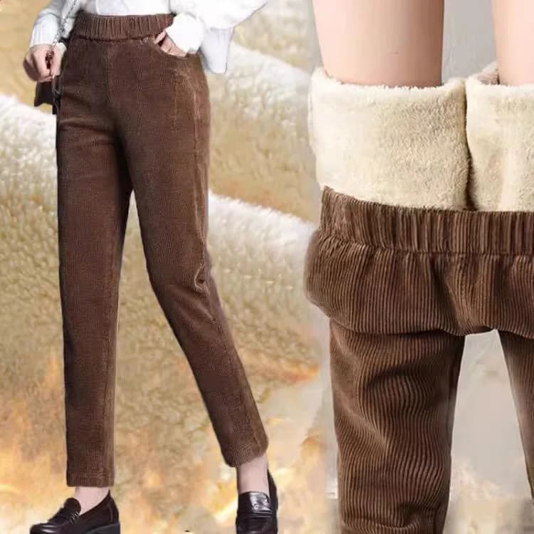 1pcs Women Autumn Winter Plush Thickening Casual Pants Corduroy Warm Pant Women's High Waist Leggings Haren Trousers