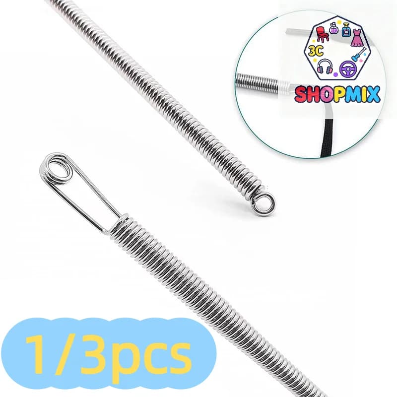 1/3 pz. Infilacorda Flessibile a Molla per Infilatura Rapida, Strumento Multiuso per Infilare Corde e Lacci