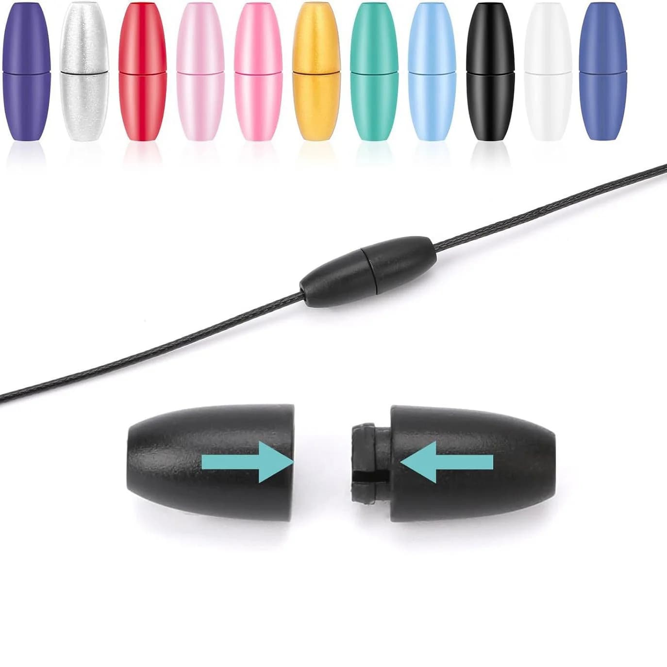 Sutoyuen 60 Pezzi Chiusure di Sicurezza in Plastica per Collane da Dentizione per Bambini, Connettori per Cordini in Nylon e Braccialetti, per Creazione di Gioielli Fai-da-Te