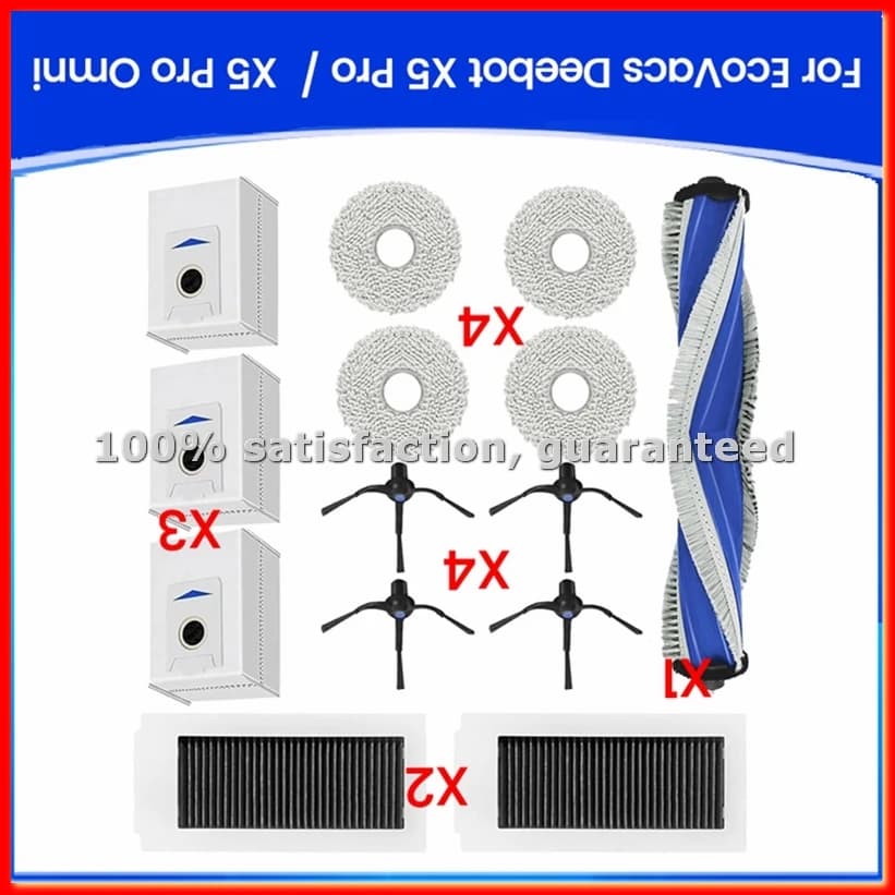 Set of 14 Spare parts for Vacuum cleaner X5 PRO / X5 Pro OMNI: Cleaning cloth, Hepa filter, Main and Lateral brush - A13G