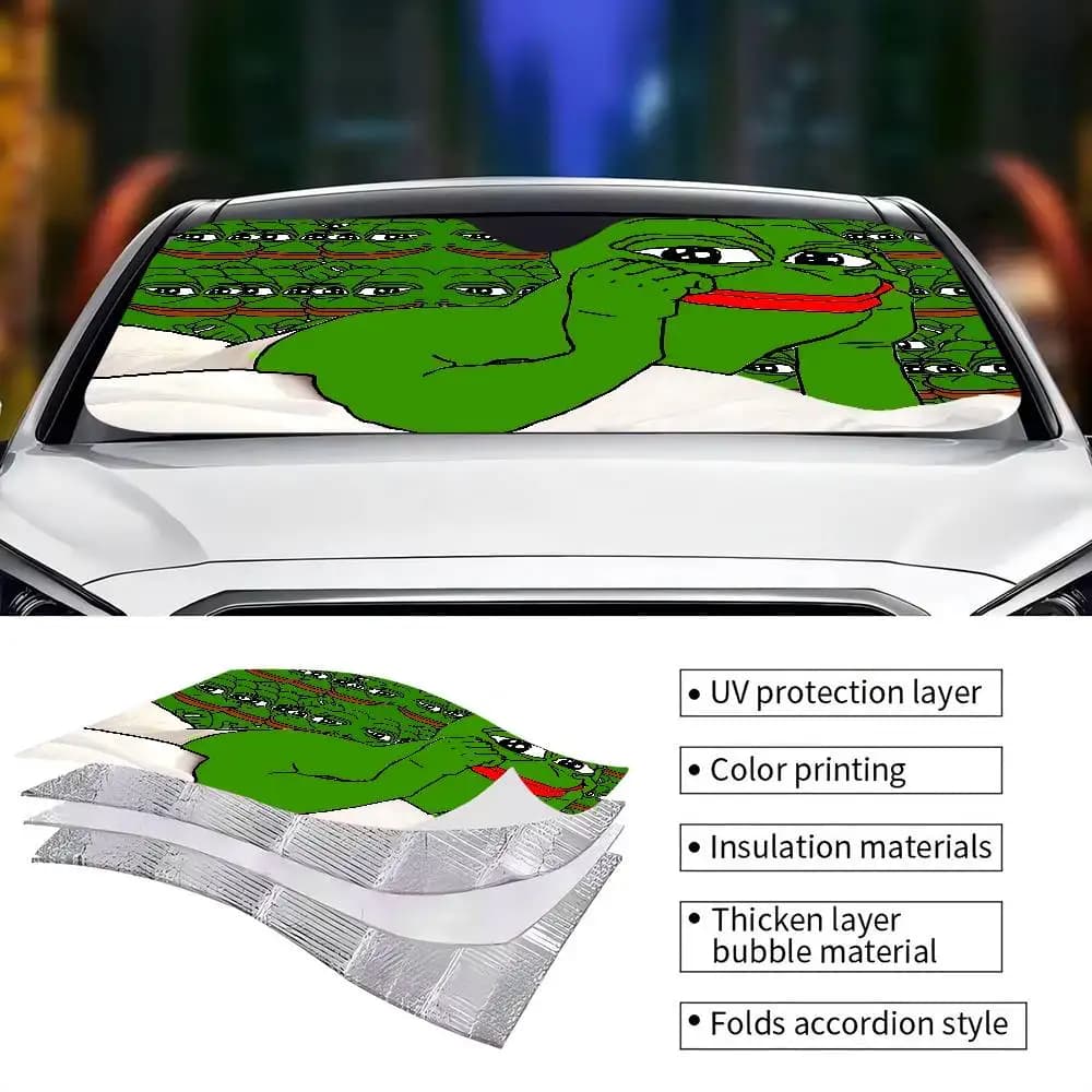 Parasole per Auto Personalizzato con Meme Popolare della Rana Triste, Copertura Parasole per Parabrezza, Visiera Solare per Auto