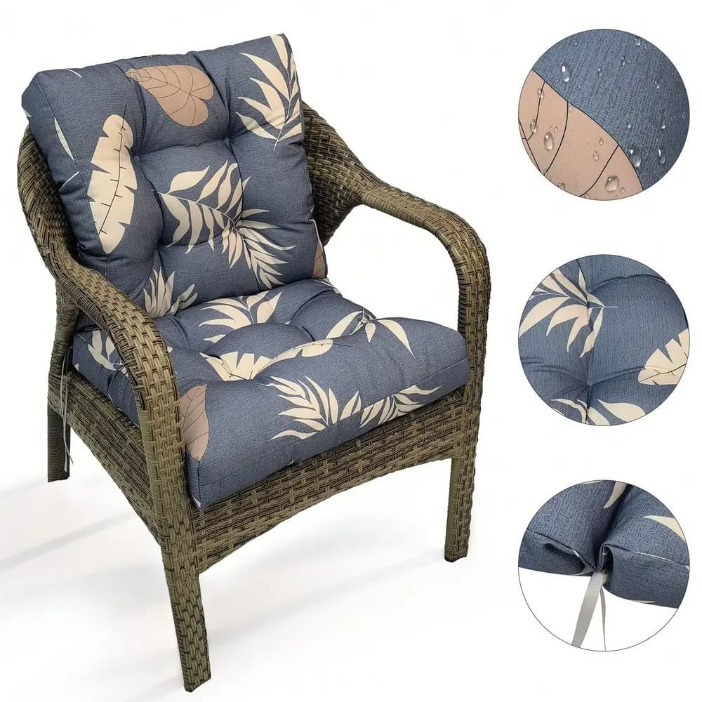 Chair Cushion Waterproof Polyester Rocking Chair Cushion With NonSlip Ties AntiFading Deep Seat Chair Cushions, Outdoor Dining