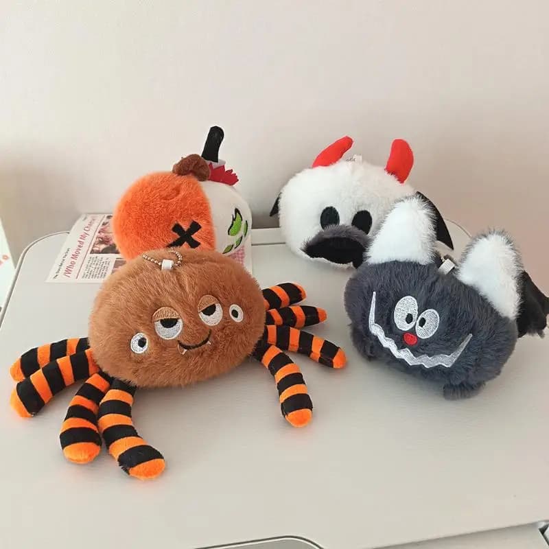 Halloween Cartoon Plush Keychains Bat Ghost Pumpkin Bag Charm Backpack Pendant Festival Party Gifts