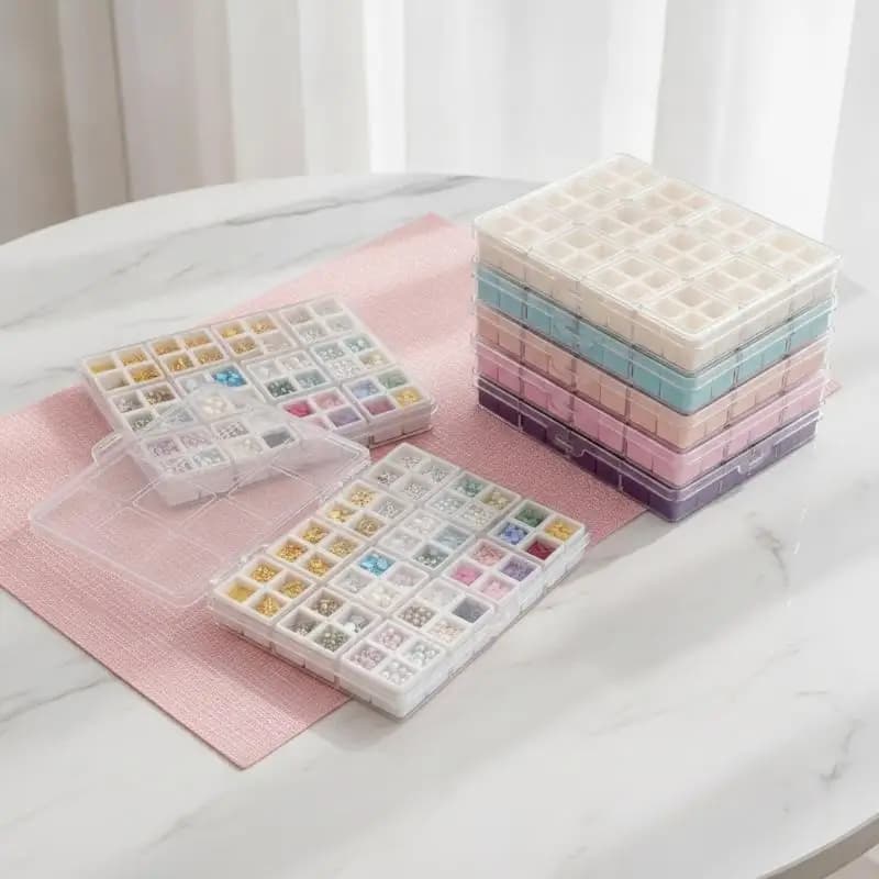 48 Grids Transparent Plastic Nail Accessories Storage Box Compartment Organize Jewelry Earring Bead Container Nail Art Tools