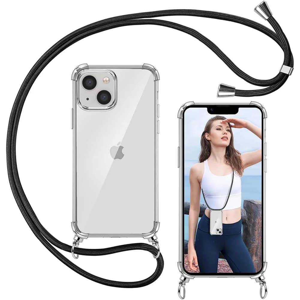 Custodia morbida in silicone antiurto con cordino per iPhone 16E 16 15 14 13 12 11 Pro XS Max X XR SE 7 8 6 6S Plus 5 5S Soft Shell