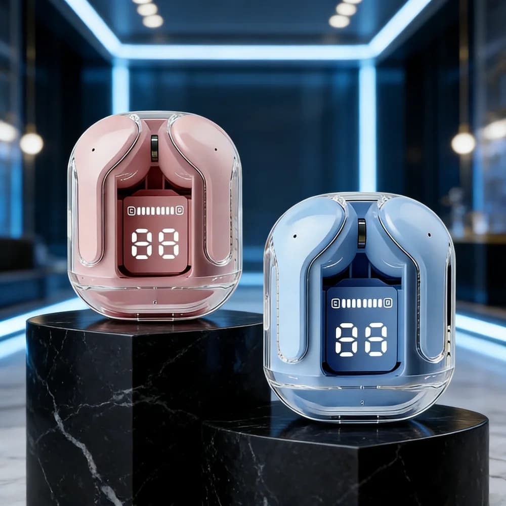 Auricolari Bluetooth Wireless T2 TWS Originali, Trasparenti, con Audio HIFI, Bluetooth 5.3