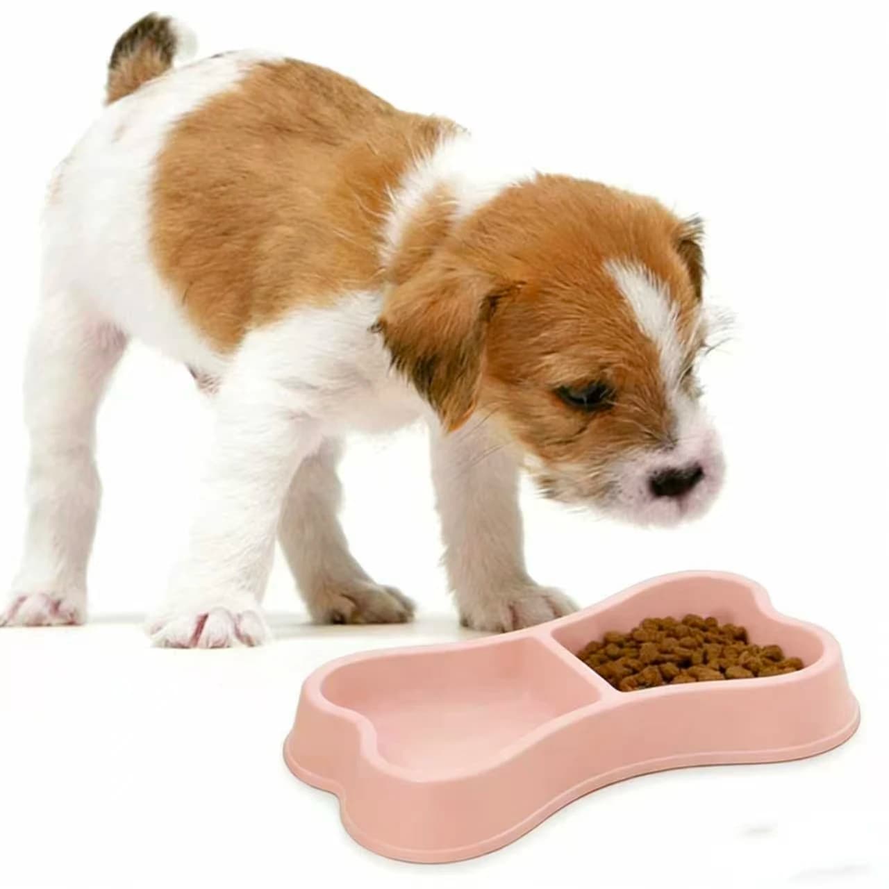 Ciotole Doppie a Forma di Osso per Cani e Gatti, Set di Ciotole Carine per Cibo e Acqua, Piatto Antiscivolo e Resistente per Cuccioli e Gattini