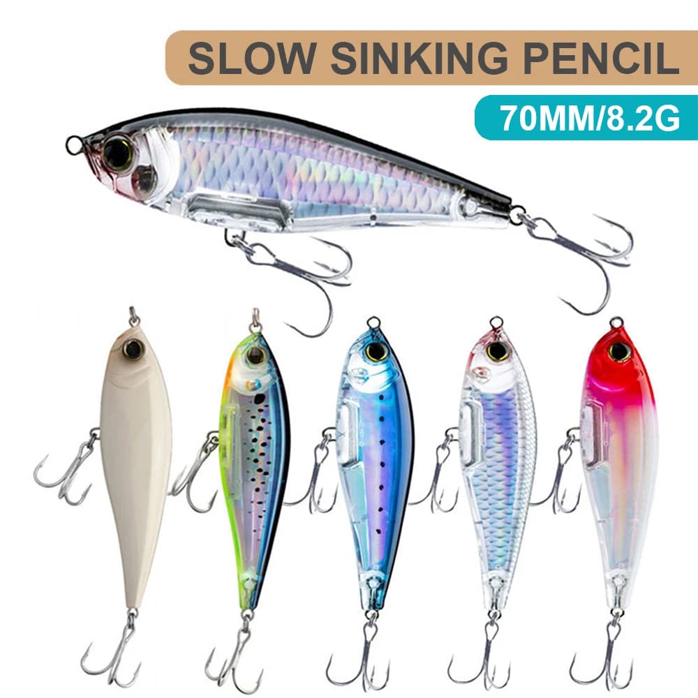 7 centimetri 8.2g Esche Da Pesca Affondamento Lento Matita Esca Wobbler Long Casting Artificiale Esca Dura Jerkbait Acqua di Mare richiamo di pesca QBE114