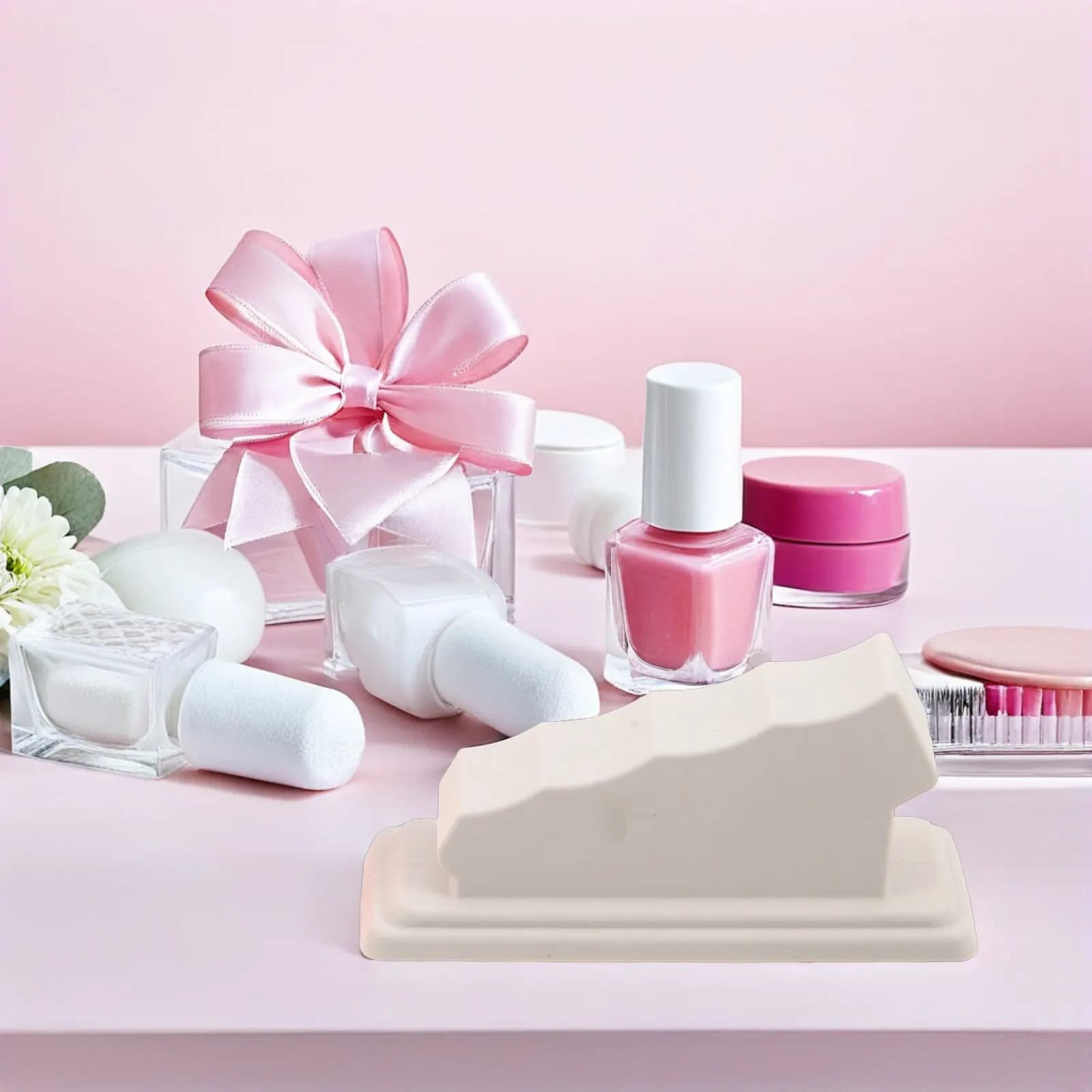 Set di 2 Supporti Ergonomici per Manicure, Cuscini Antiscivolo Rosa per Unghie in Gel, Supporto per Dita per Nail Art e Uso Domestico