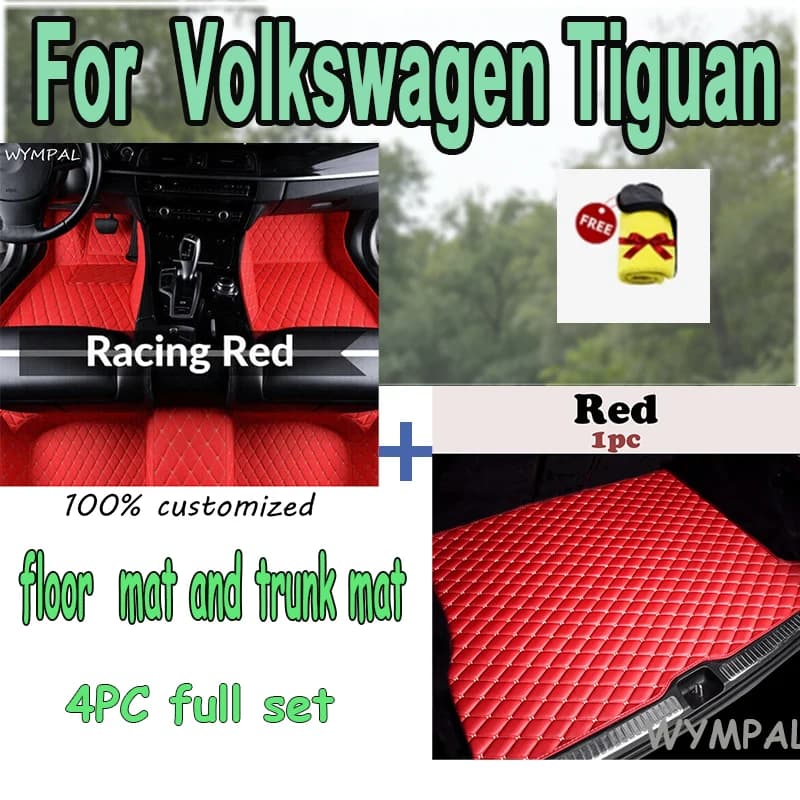 Set di 4 tappetini per auto e bagagliaio per Volkswagen Tiguan 2017 2018 2019 2020 2021 2022 con asciugamano