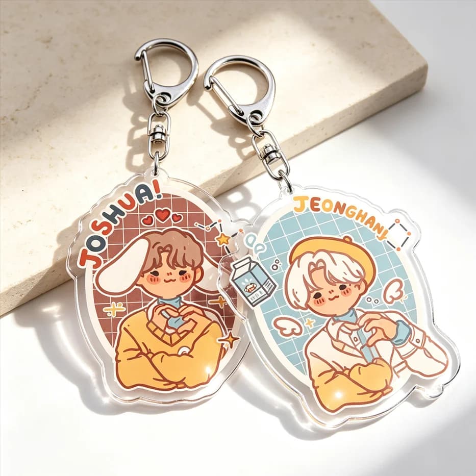 Cute Hot Kpop Chibis Keychains for Accessories Jewelry Acrylic Pendant Jeonghan Joshua Key Ring Purse Phone Bag Charm Fans Gifts