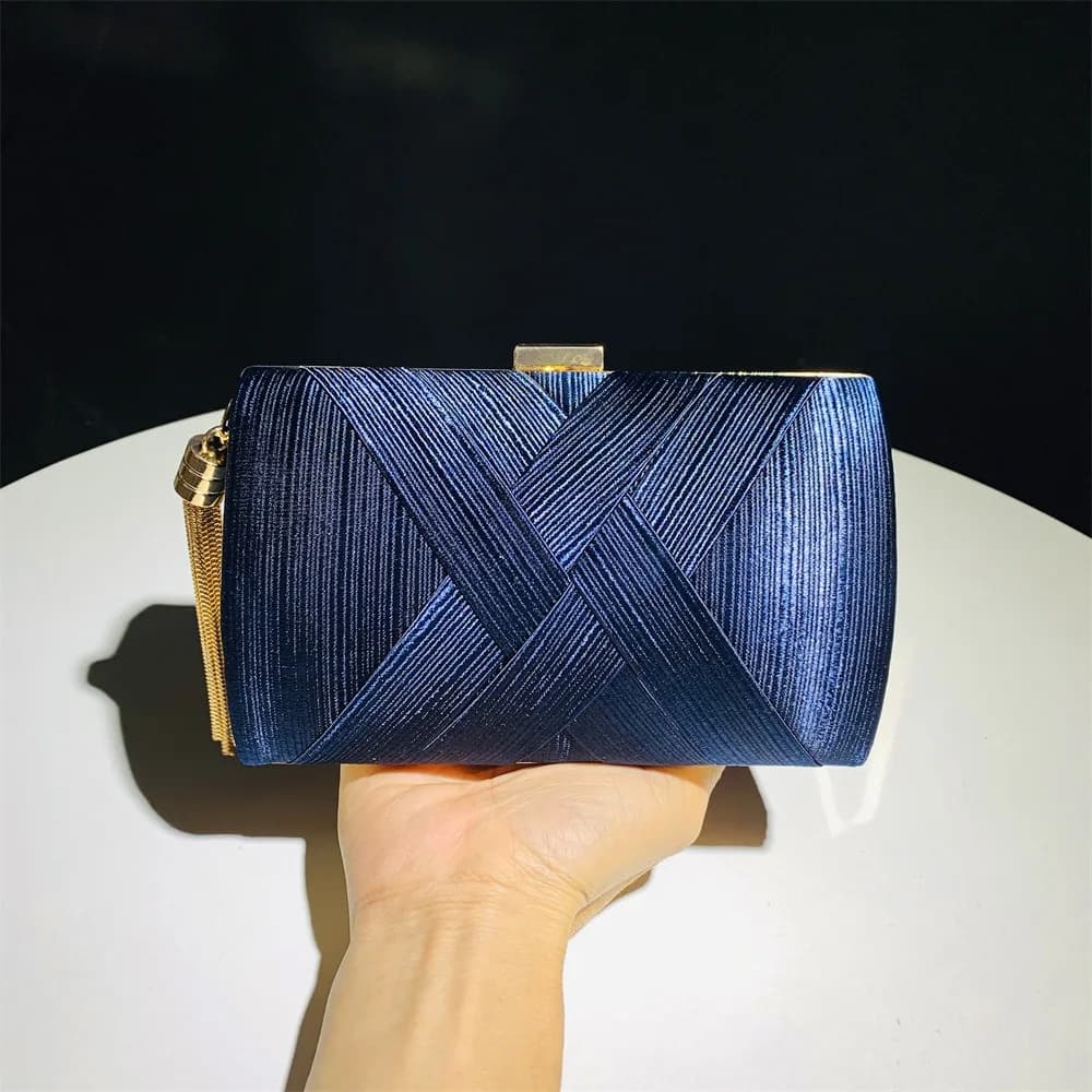 Borsa da pranzo in tessuto di seta di lusso alla moda con nappa elegante borsa da banchetto da sera con catena quadrata pochette da sposa da donna