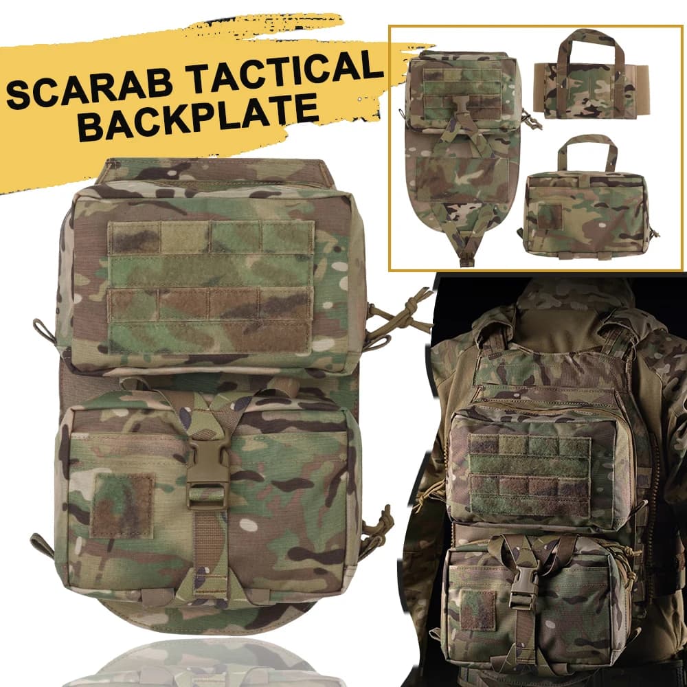 Piastra Posteriore Tattica Scarab per Airsoft, Gilet Molle con Tasca Rimovibile per Kit di Pronto Soccorso, Borsa da Trasporto per Attrezzatura da Caccia e Assalto Outdoor