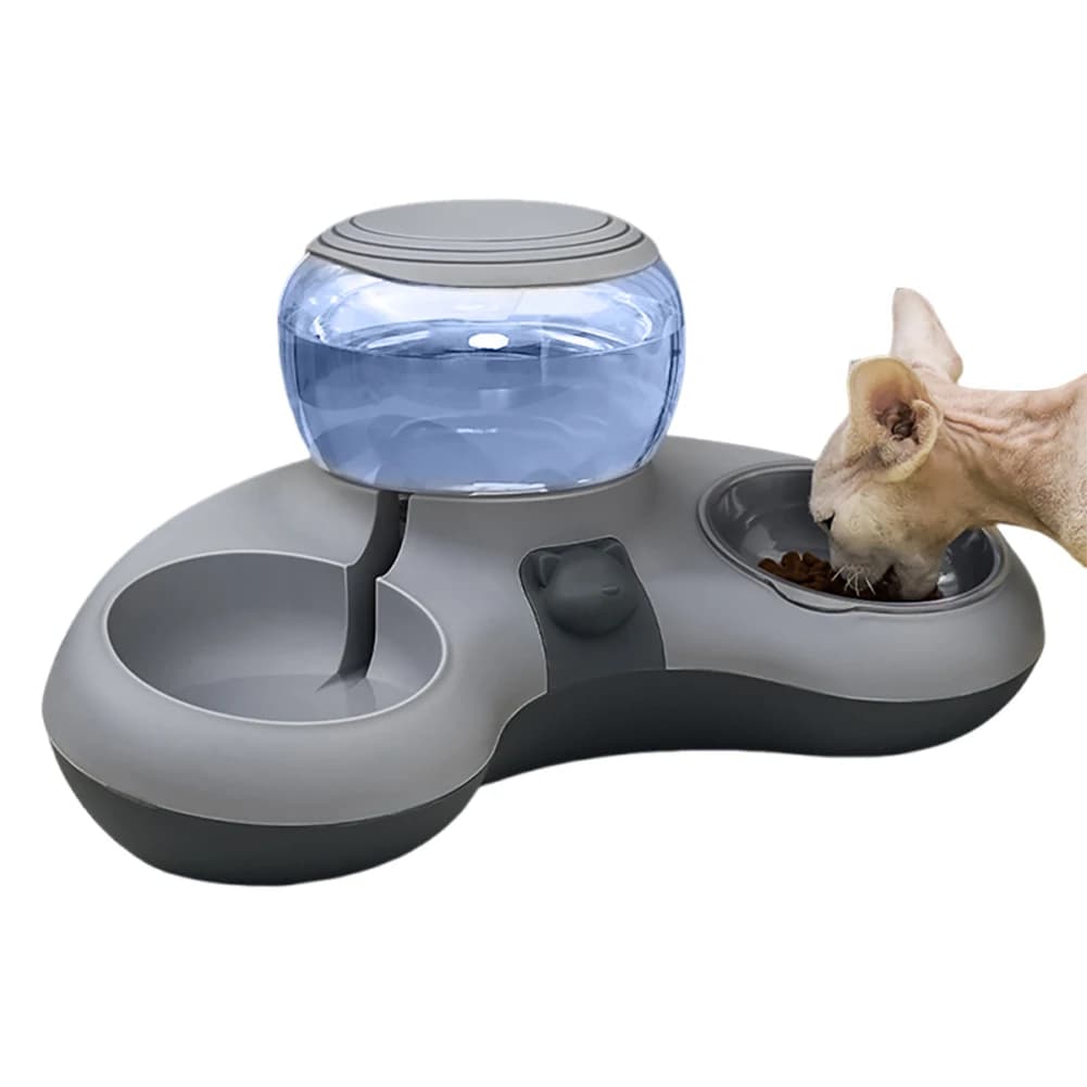 Ciotola 2 in 1 per cibo e acqua per gatti, antiscivolo, con dispenser automatico d'acqua da 1,4 litri, ciotola automatica per bere e mangiare, accessori per animali domestici