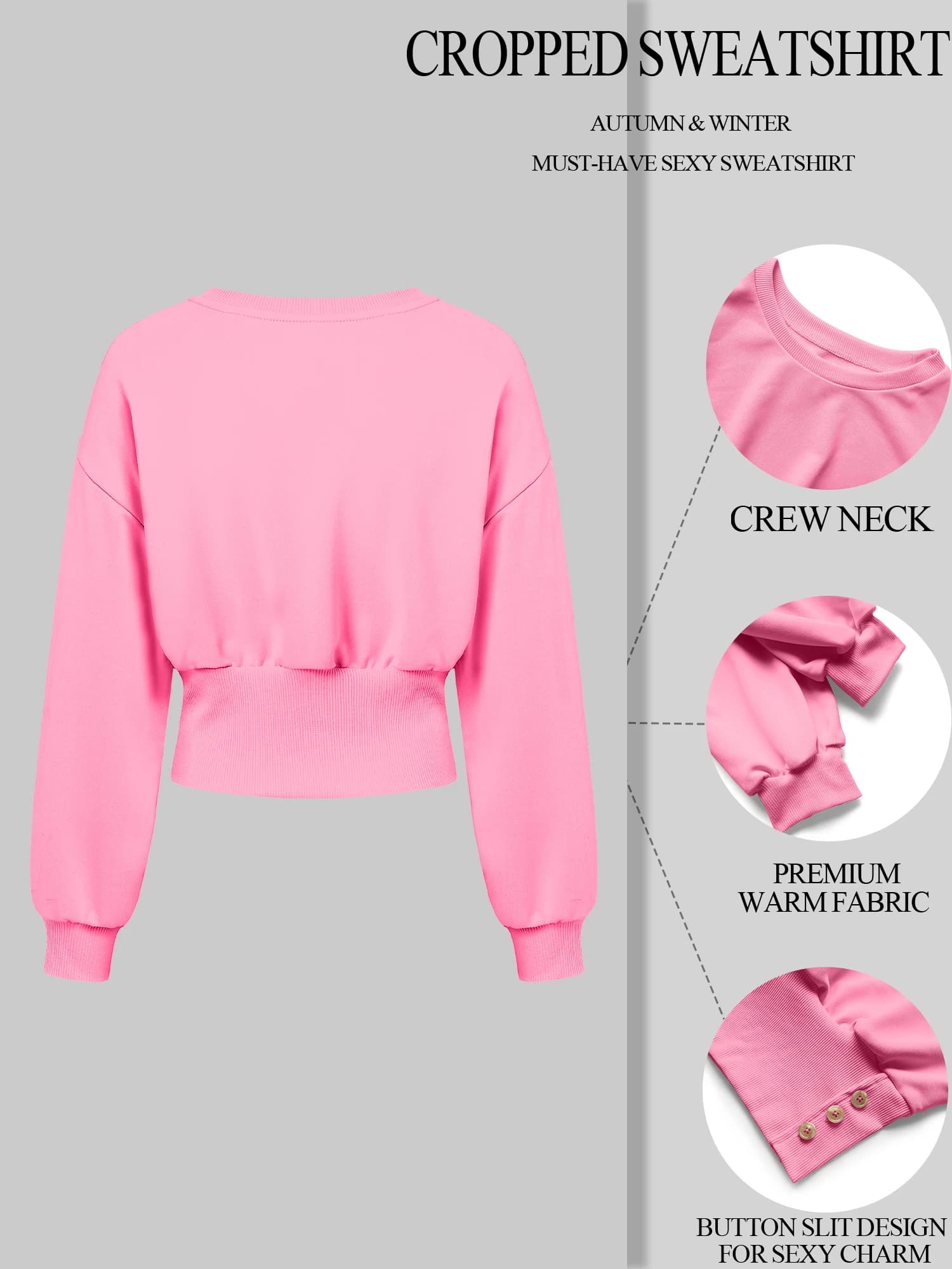 Y2K retro solid color oversized sweatshirt, crew neck slimming lazy style daily top, essential for Y2K streetwear looks