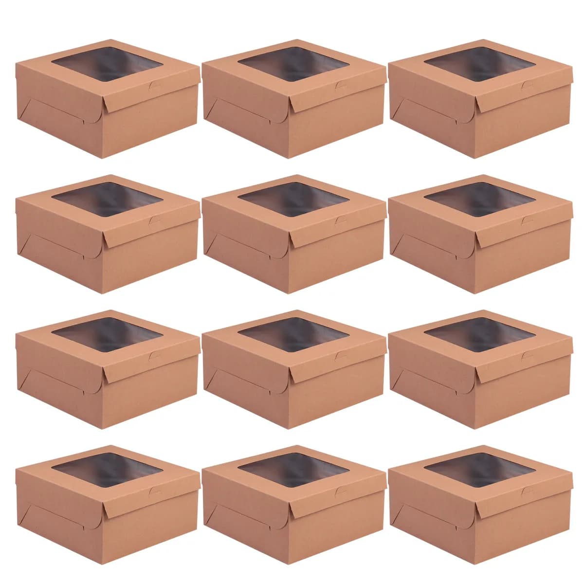 Confezione da 12 Scatole per Torte con Finestra, Contenitore per Cupcake a 4 Scomparti, Monouso per Alimenti, per Feste, Dessert, Confezione Regalo per Matrimoni