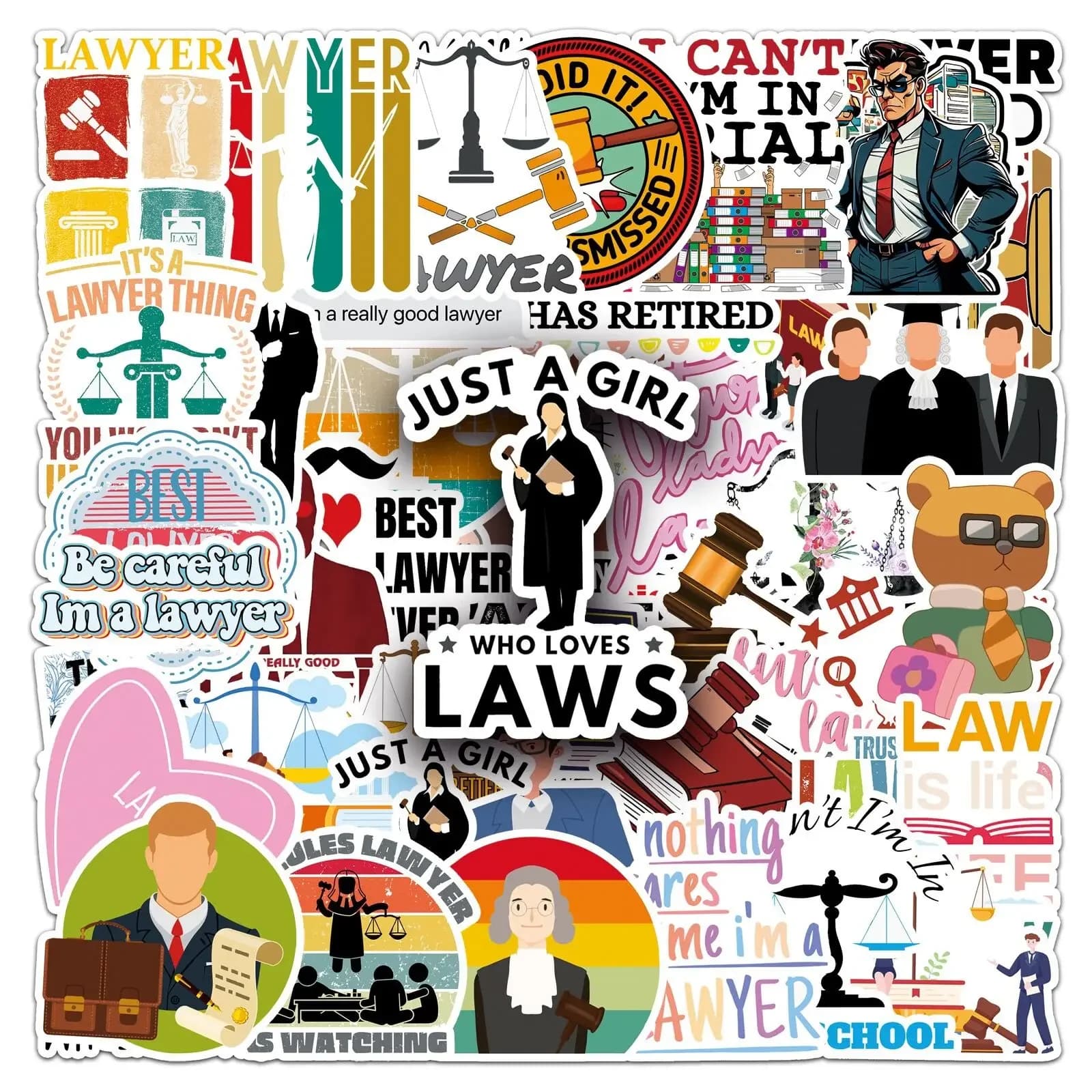 50PCS Professional Court Fairness and Justice Lawyer Stickers For Water Bottle Laptop Luggage Skateboard Fridge Phone Sticker