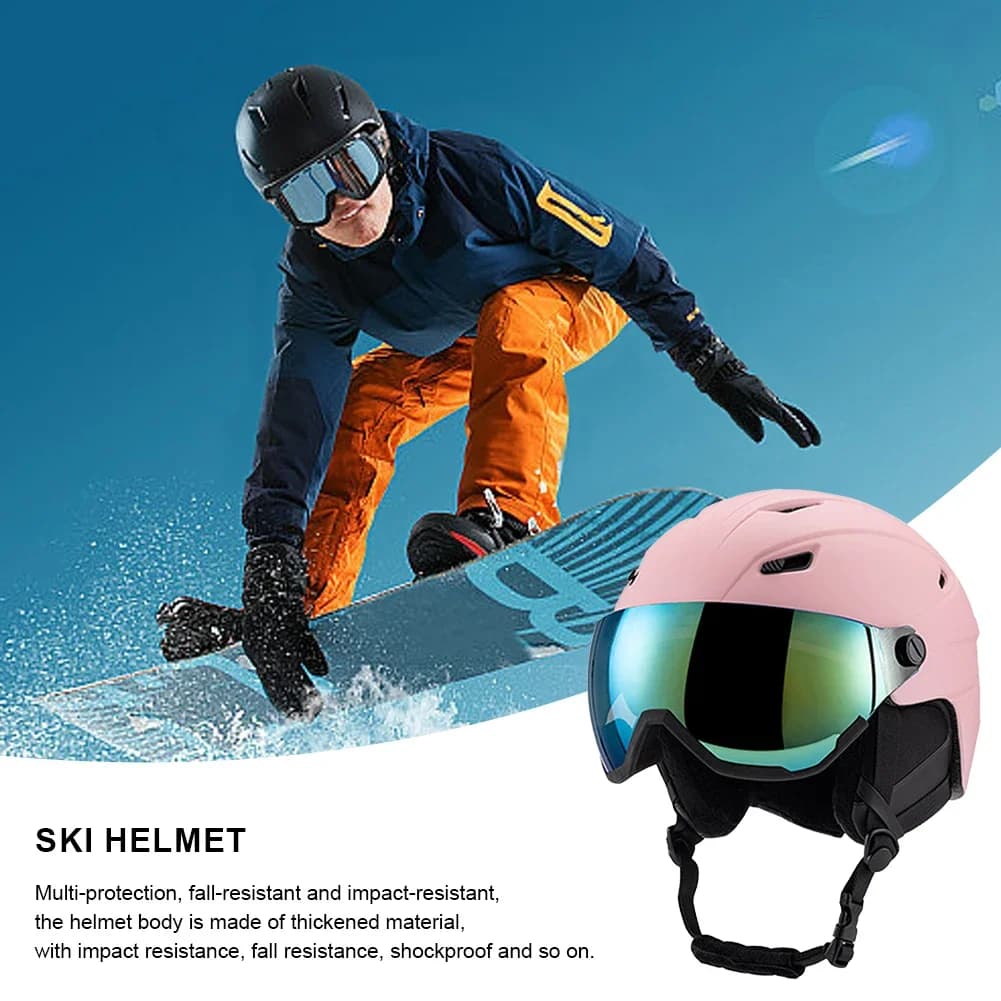 Casco da sci Casco di sicurezza professionale per snowboard Occhiali protettivi integralmente modellati regolabili Casco protettivo per sport invernali all'aperto