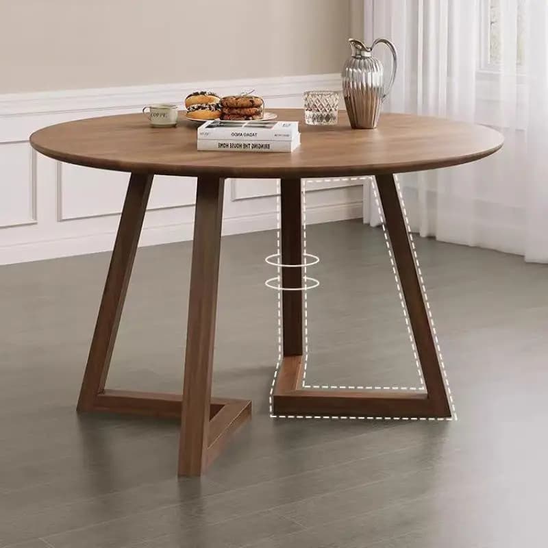 Tavolo rotondo nordico in legno massello, tavolo rotondo in stile giapponese, tavolo da pranzo per la casa, adatto per piccoli appartamenti.