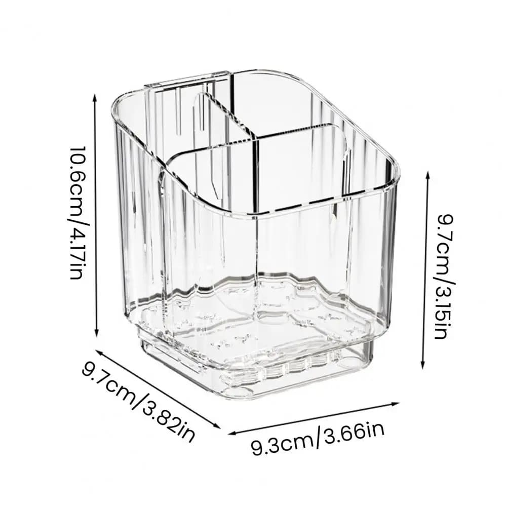 Portaspazzolino da 10 cm con vassoio di drenaggio, 3 scomparti, porta spazzolino e dentifricio con divisorio rimovibile, da parete o da appoggio.