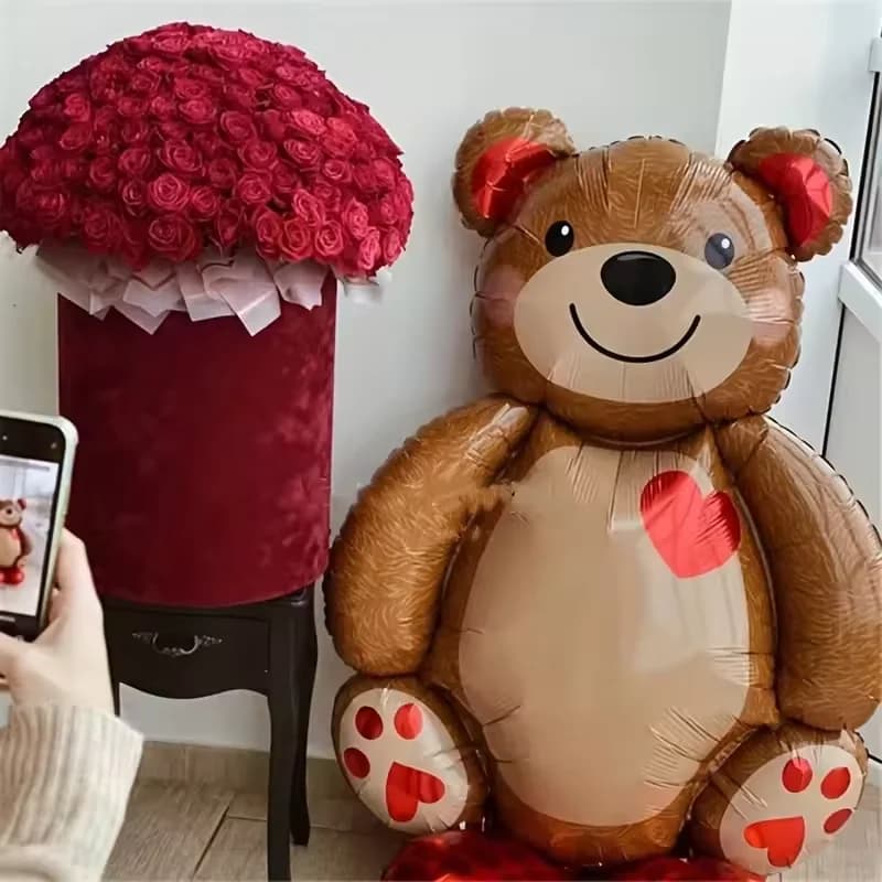 Simpatici palloncini in mylar in foil di orso animale extra large dei cartoni animati, decorazioni gonfie per feste di compleanno, San Valentino e decorazioni di nozze