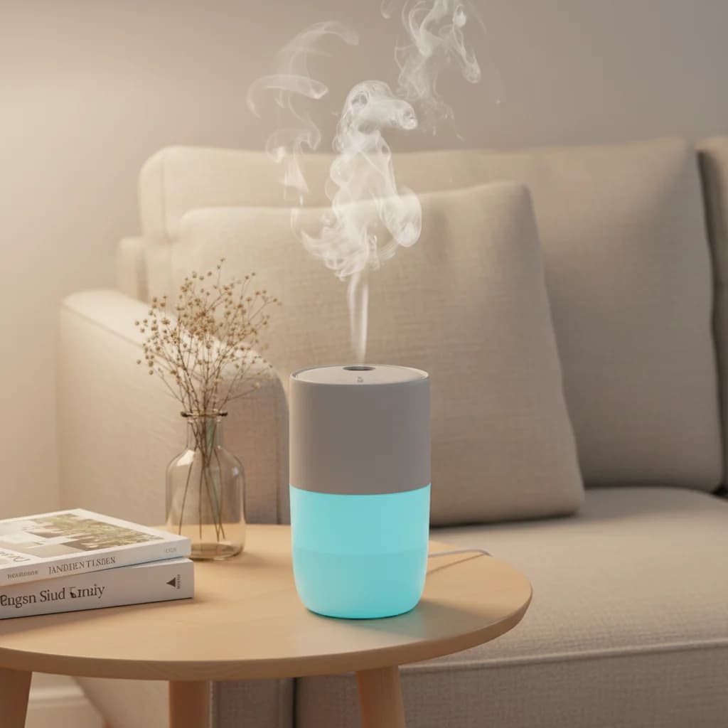 Diffusore di Aromi, Mini Diffusore di Fragranze, Diffusore di Oli Essenziali con 7 Luci Colorate per Soggiorni, Camere da Letto, Camper