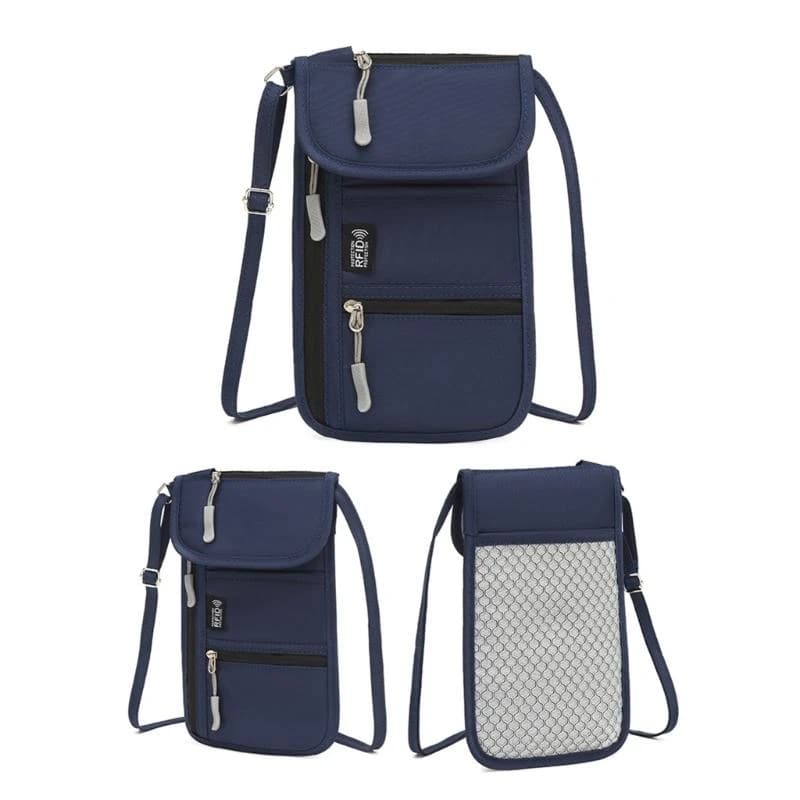 340D Blocking Document Holder Crossbody Bag Large Capacity Oxford Neck Wallet