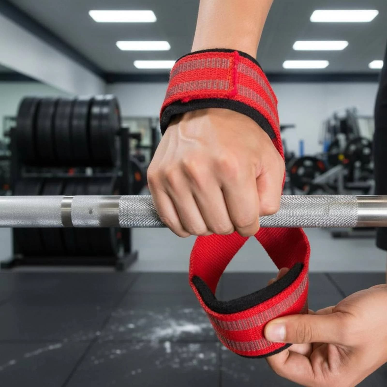 Cross Lifting Straps Woven Textile Wrist Lifting Straps Stitched Grip Support