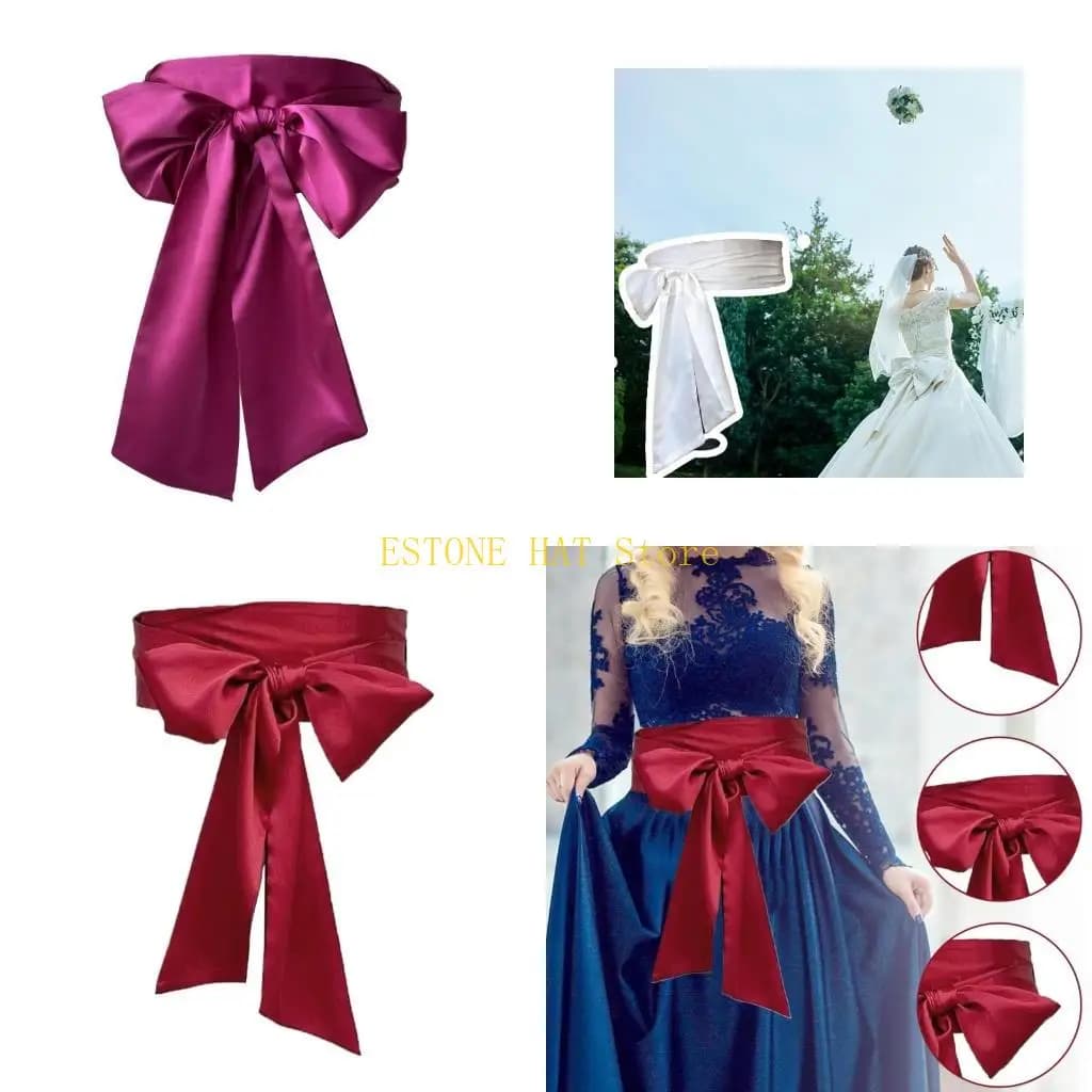 49MF Women's Ribbon Sash Belt 250cm Long Bowknot Waistband Formal Event Accessory