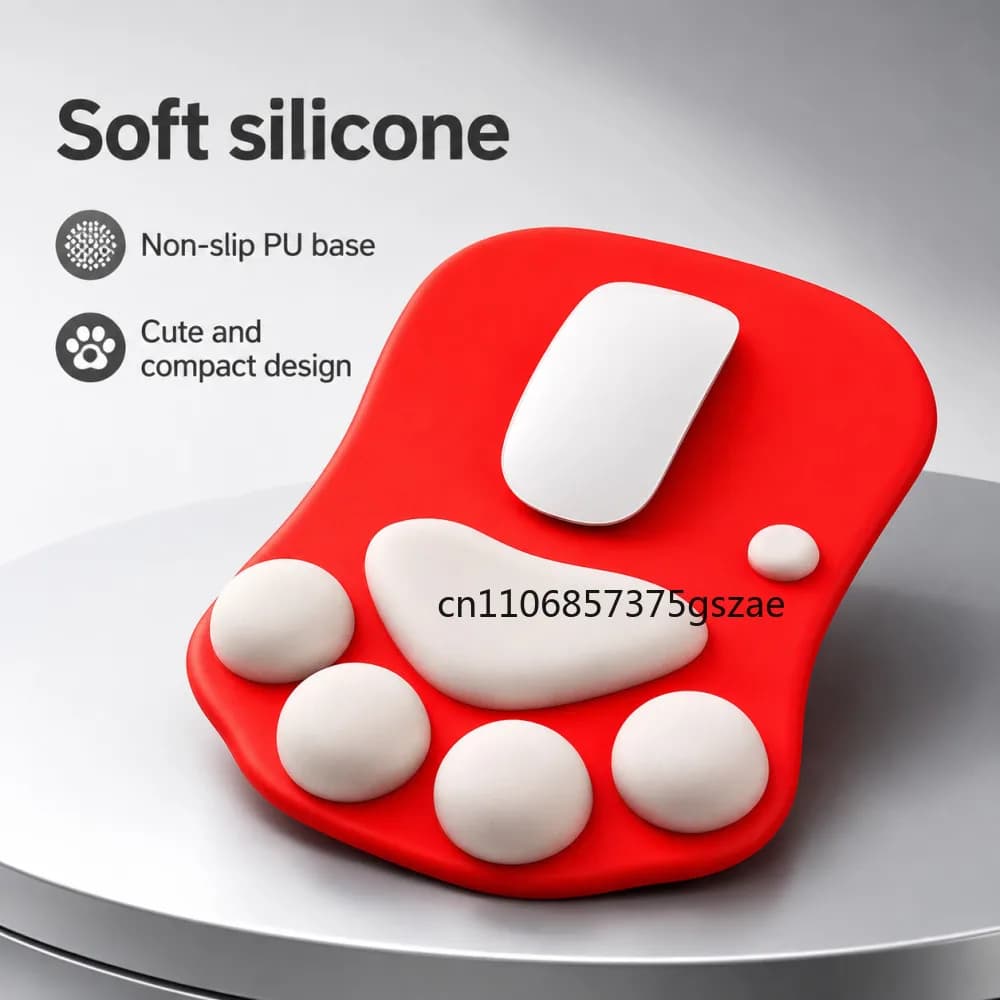 Cute 3D Cat Paw Mouse Pad Soft Silicone Nonslip Mouse Mat For Office & Home Computer & Mac Laptop Gaming Desk Decor Mousepad
