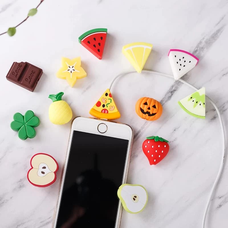 Cute Fruits Cable Protector Cartoon Charger Protector Cable Winder Organizer Data Line Cord Cover protettiva per iPhone