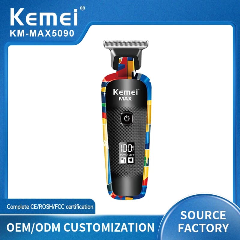 Kemei Tagliacapelli elettrici Moda Graffiti Rasatura USB Spingitore elettrico Display digitale LCD a LED Barbiere professionale KM-max5090